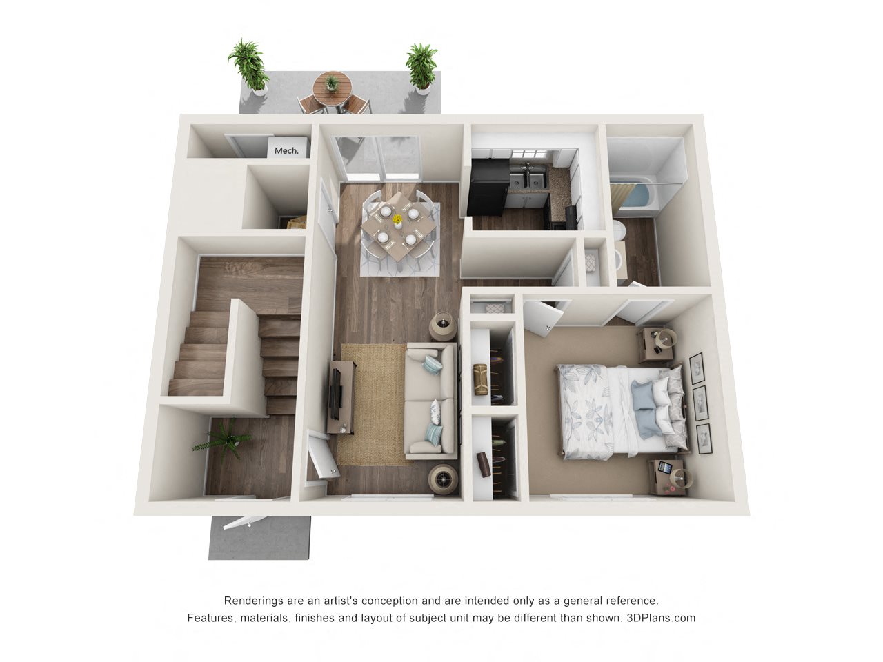 1 Bed, 1 Bath, 822 sq. ft.